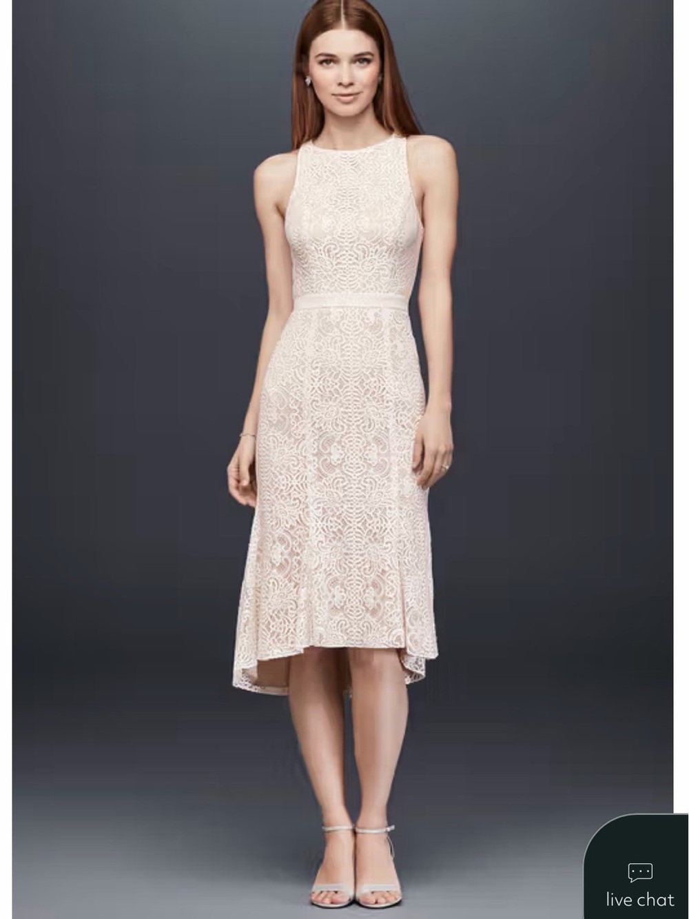 High-Low Lace Midi Dress in Ivory